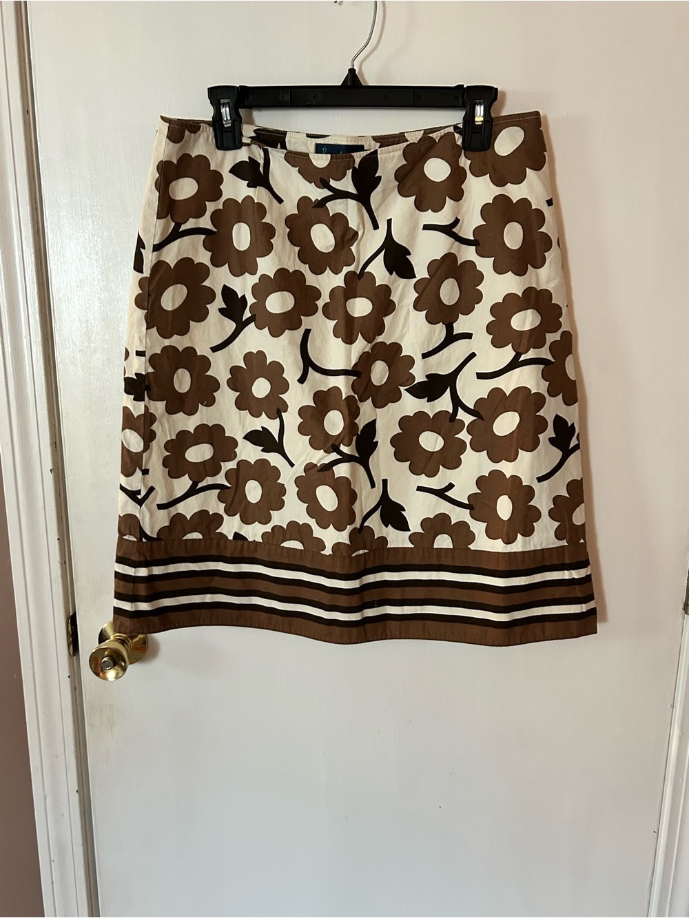 Boden Cream A-Line Skirt with Brown Floral Print